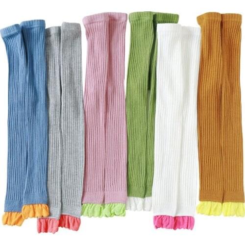 2020 new childrens leggings for autumn double needle girls lace color matching leggins nine points student dance pants