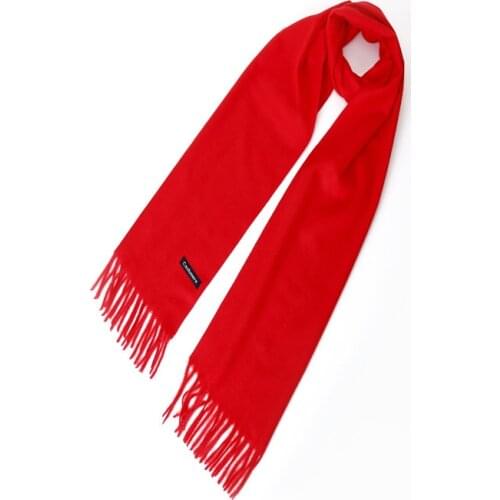 New Female Autumn And Winter Long Narrow Scarf Pure Red Fashion Headscarf Fashion Tassel Shawl Harajuku Men And Women Scarf
