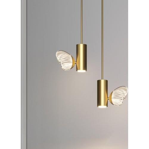 Nordic Creative Master Luxury Chandelier Crystal Butterfly Light Modern Simple Living Room Bedroom Bedside Decor Pendant Lamp