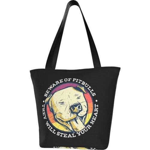 Pitbull Dog Dogs Bulldog Bull Terrier Puppy Gift Shopping Bag Aesthetic Cloth Outdoor Handbag Female Fashion Bags