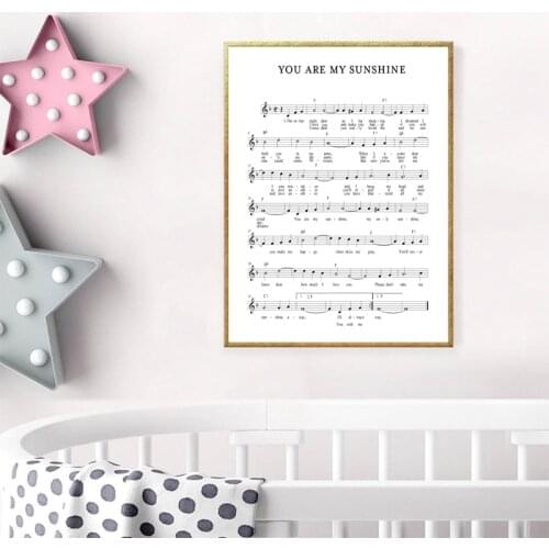 You Are My Sunshine Lullaby Print Nursery Wall Art Picture Decor Sheet Music Poster Canvas Painting Baby Room Home Decoration