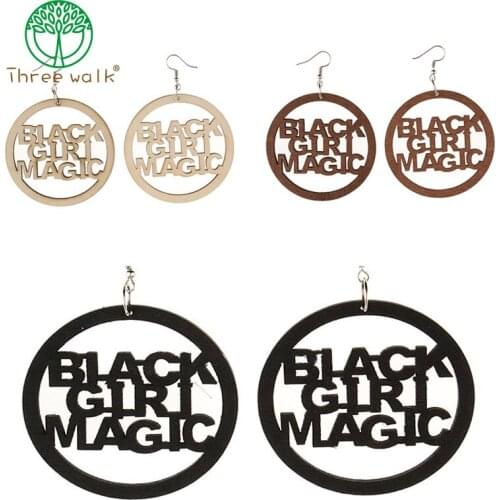 Natural Wood jewellery korean style Fashion india Afro Black Girl Magic Women Wooden Rond Drop Earrings
