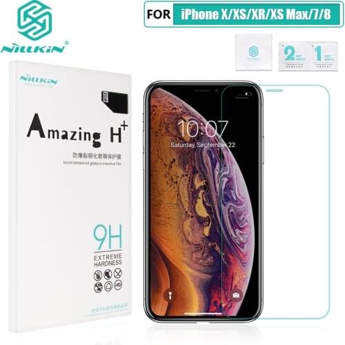 For iPhone X/XS/XR/XS Max/8 Plus Glass Screen Protector NILLKIN Amazing H/H+/H+PRO 9H 2.5D Arc 0.3mm Tempered Glass Protector
