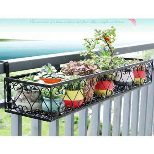 European style iron balustrade flower shelf anti-theft window guardrail wall hanging flower pot rack balcony living room