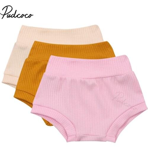 Newborn Baby Summer Outfit, Toddlers Solid Color Ribbed High Waist Elastic Shorts, Unisex Home Briefs for Boys, Girls