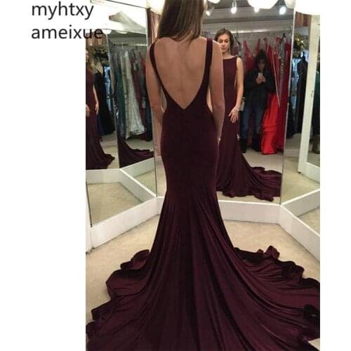 2020 New Cheap Elegant Evening Dress Sexy Back Mermaid Long Prom Custom Made Fashion Burgundy Gowns Robe De Soiree Plus Size