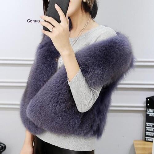 Womens Vest Large Size Sleeveless Jacket Female Autumn Faux Fur Coat Fox Fur Vest Tank Tops Warm Mink Waistcoat Long Vest