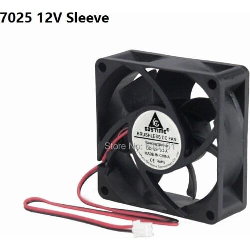 100pcs/lot Gdstime Computer DC 12V 2Pin 7CM 70x70x25mm 70MM PC CPU Cooling Cooler Fan