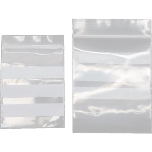 100Pcs Small Plastic Self-Sealing Writable White Blocks Zip Lock Jewelry Bags