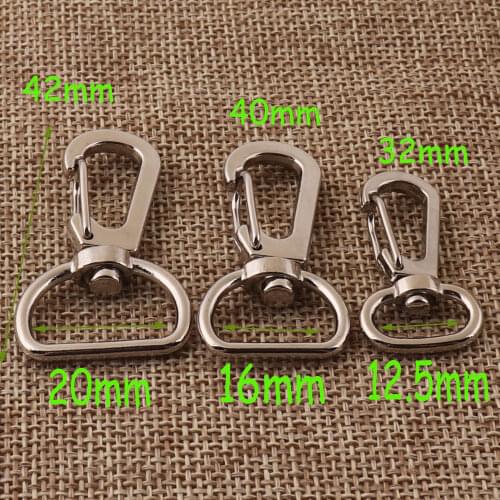 20 pcs Lobster Swivel Clasps 20mm/16mm/ 12mm Silver Hook Clasps Claws,Carabiner Snap,Buckle Gate Bag Purse Strap Handbag Snap