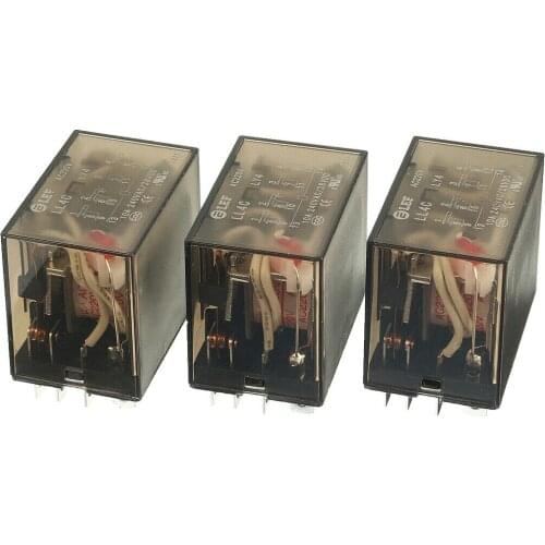 3Pcs AC 220V Coil DPDT 4NO+4NC 14P Power Electromagnetic Relay DIN Rail Mounted