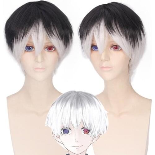 30CM Short Wig Anime Tokyo Ghoul Re Sasaki Haise Cosplay Costume Ken Kaneki Heat Resistant Synthetic Hair Men Women Wigs