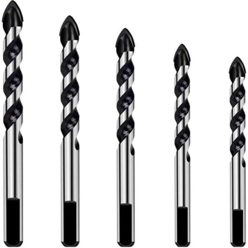 5 Pieces Multi-Material Tungsten Carbide Drill Bit Set for Porcelain Ceramic Tile,Concrete,Brick,Glass,Plastic Masonry and Woo