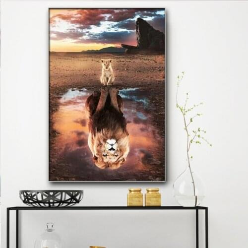 5D DIY Full Round Diamond Painting Lion King Cross Stitch Diamond Embroidery Pattern Rhinestone Wild Animal Lion Pictures Decor