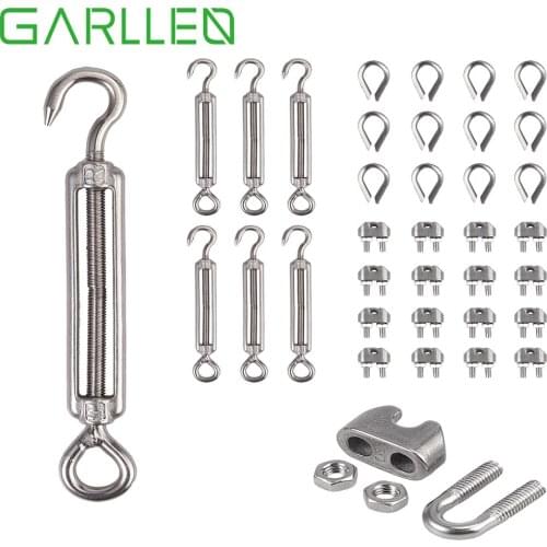 GARLLEN 6set M6 Basket Screws+1/2'' M3 wire Rope Cable Clamp/Clip+ Stainless Steel M3 Thimble Set For Require Strong Cable