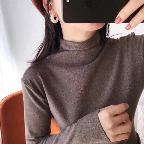 AECU Stretch Women Sweaters Turtleneck Long Sleeve Jumper Knitted Sweater Pull Femme Autumn Winter Knitting Pullovers