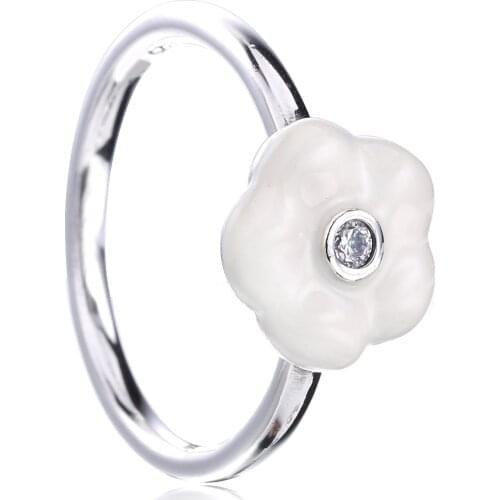 Ajax Top Selling 925 Sterling SIlver White Flower Ring For Wedding Or Engagement Women Gift