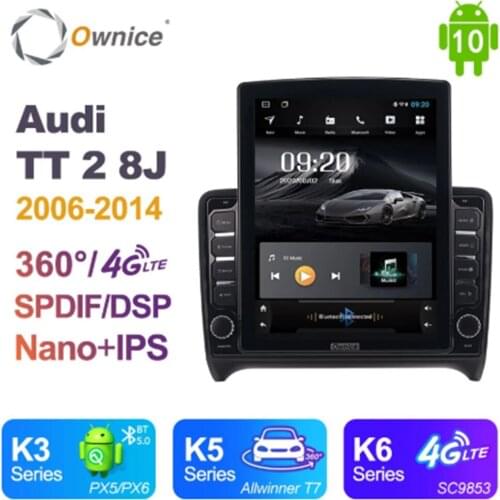 Ownice Android 10.0 Car Radio forAudi TT 2 8J 2006 - 2014 GPS 2 Din Auto Audio System Stereo Player 4G LTE Tesla Style Nano