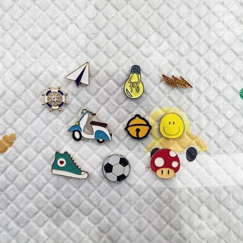 Football mushroom motorcycle bell Mix Brooch Pin Denim Clothes Pins For Backpacks Fashion Badge Jewelry Brooches For women