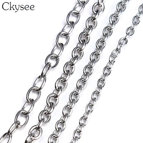 5m/lot 4 Sizes Stainless Steel Open Link Chain For Bracelet Necklace Diy Jewelry Making Silver Color Tone Bulk Cable Chain Findi