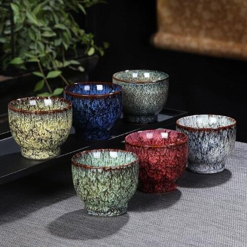 Kiln Tea Cup Jun Kiln Single Cup Ceramic Tea Cup Kung Fu Small Tea Cup Master Cup Tea Set Home Personal Cup