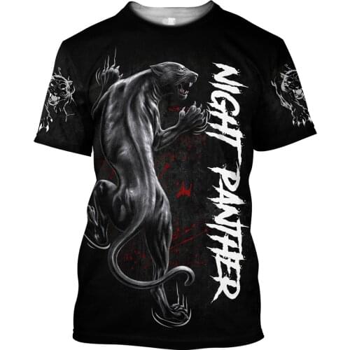 Men Casual 3D Print T-Shirts Black Panther Tattoo Hip-Hop Tshirts Summer Tees Harajuku Punk Wome Unisex Short Sleeve Tops
