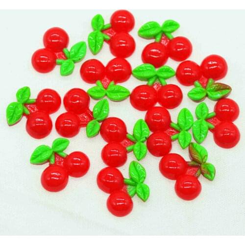 17mm Resin Flat Back Cherry Fruit Cabochons-Dollhouse Cherry Miniatures-Resin Micro Landscape Decoration Miniatures