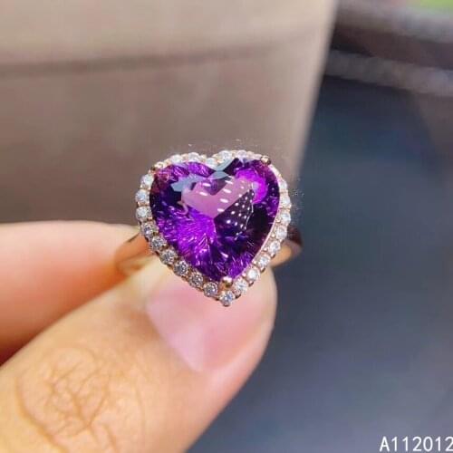 KJJEAXCMY fine jewelry natural Amethyst 925 sterling silver popular girl new gemstone adjustable ring hot selling