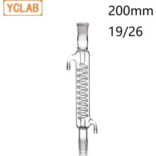 YCLAB 200mm 19/26 Condenser Pipe with Coiled Inner Tube Standard Ground Mouth Borosilicate Glass Laboratory Chemistry Equipment
