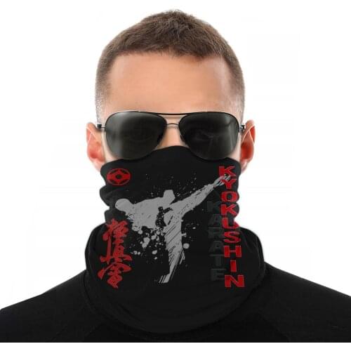 Kyokushin Karate Scarf Half Face Mask Unisex Halloween Neck Warmer Balaclava Bandanas Polyester Headwear Cycling Hiking