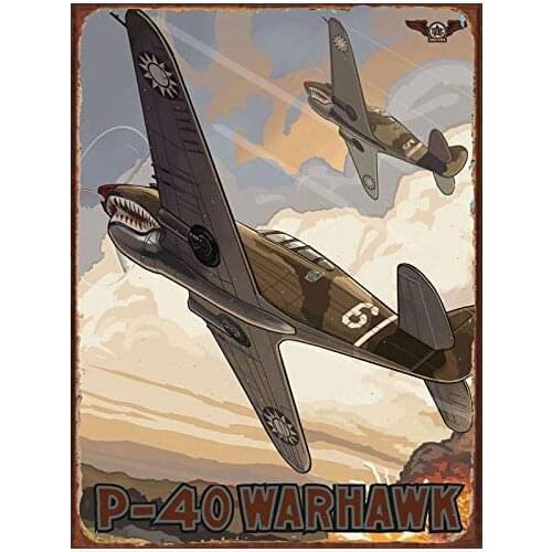 Losea P40 Warhawk Metal Sign Vintage Retro Home Decoration Metal Signs Tin Sign Posters for Bar Pub Home