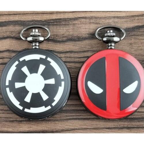 Cool Fashion Deadpool Theme Pocket Watch With Black Chian Necklace Best Gift To Children gift watches
