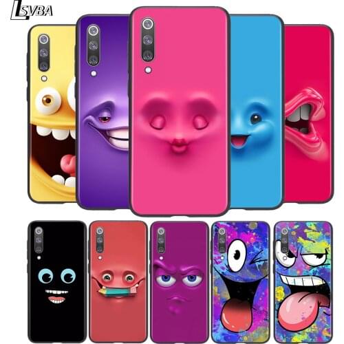 3D funny face Soft TPU For Xiaomi Mi 11i 11 10T 10 9T 9 A3 8 Lite CC9 SE Note10 Lite Ultra Pro Black Phone Case