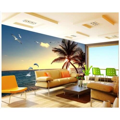3D wall murals wallpaper custom picture mural Landscape wallpaper Beautiful seaside background wall murals 3d living room decor