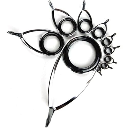 NooNRoo Silver & BLACK KT & KL #4/#5/#5.5/#6/#8/#10/#12/#16/#20/#25/#30 Alconite Ring 10pcs Repare guides fishing rod guides