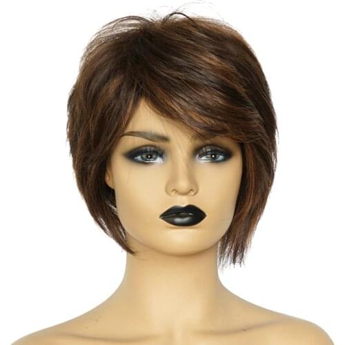 10 inch Human Hair Womens Short Wigs Pixie Cut Hairstyle Straight Full Wig