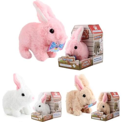 Plush Bunny With Cute Scarf Accessories Battery Operated Hopping Rabbit Interactive Toy Limbs Will Walk For Children Boy Girls
