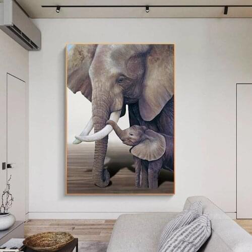 Retro Elephant baby Elephant Animal Entrance Decoration Poster Black and White Canvas Prints Wall Art Decor Picture Living Room