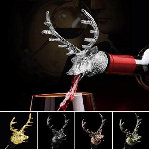 Deer Head Mouth Wine Stopper Sauce Bottles Caps Zinc Alloy Wine Stopper Pour The Liquid Guiding Device Kitchen Tools