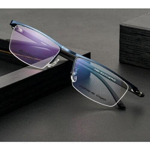 Simple Half Frame Glasses Frame Men Business Trend Metal Ultralight Myopia Glasses Fashion Optical Prescription Glasses P-9521