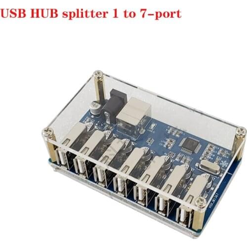 USB HUB Splitter 1 to 7-Port Module with Power Supply USB 2.0 Expansion