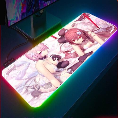 Rem Re Zero Anime Sexy Girl RGB Gaming Mousepad Large Computer Mouse Pad Gamer LED Backlit Muse Pad Carpet Keyboard Desk Mat XXL