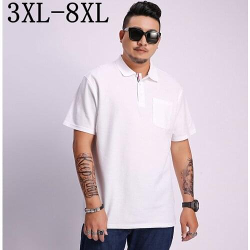 Size 6XL 7XL 8XL 2019 New Summer Men Business Casual Breathable Short Sleeve Polo Shirt With Pocket High Quality Male Polos