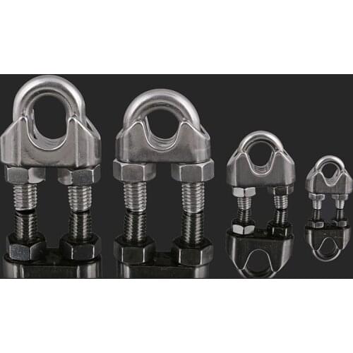 Assembly DIN741 304 Stainless Steel Clip U-Shaped Wire Rope Clamp 2PCS