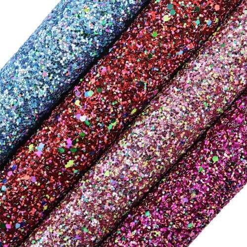 30cmx134cm Roll Colorful Mix Chunky Glitter Fabric Leather With Same Color Backing For DIY Crafts Hairbow earring AY324