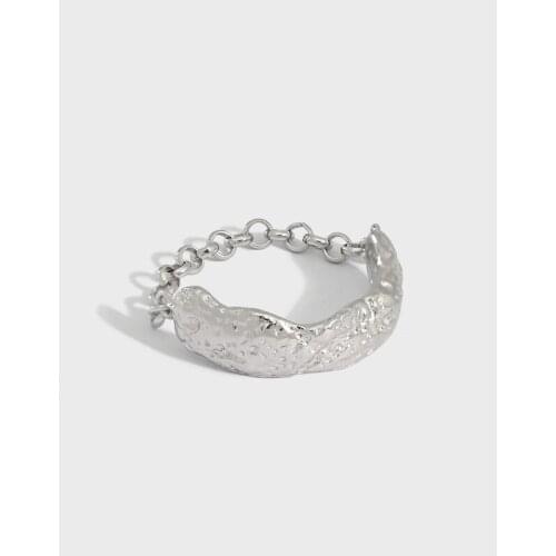 SHANICE S925 Sterling Silver Ring ins cold wind niche minimalist texture chain For Women Wedding Rings Original Fine Jewelry