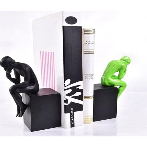 STYLISH WHITE AND BLACK ABSTRACT THINKER FIGURE CRAFT CARVING CREATIVE CRAFT RESIN DECORATIVE ORNAMENTS VINTAGE HOME DECOR L3285