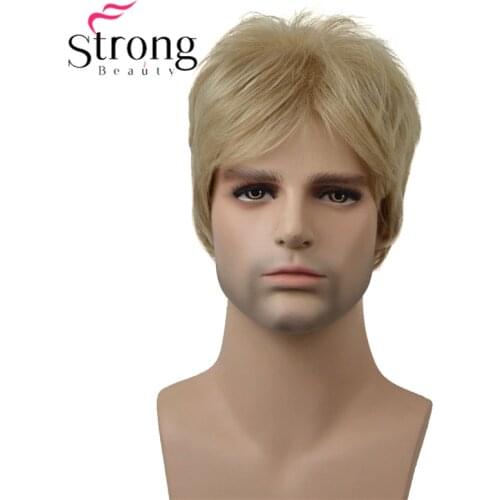 StrongBeauty Blonde Short Striaght Full Synthetic Wig for Men Male Hair Fleeciness Realistic Wigs COLOUR CHOICES