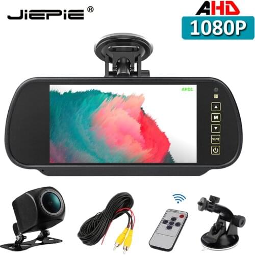 JIEPIE Car 7 inch AHD 720P RearView Mirror Monitor and AHD Reverse/Rear View Camera Kit For car, Van, Pickup, SUV, RV