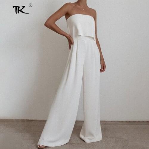 Solid Two Piece Sets Womens Suit Tube Tops Drawstring Wide-Leg Pants Womens Tracksuit 2021 Spring Office Ladies Casual Cloths